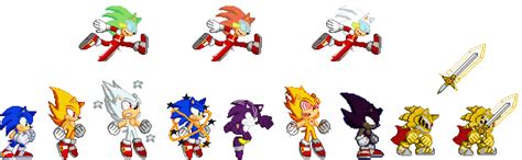 All Sonic's super forms by lukethefoxen on DeviantArt