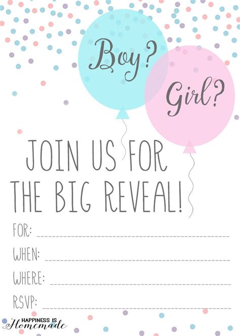 Free Printable Gender Reveal Invitations | Business Mentor