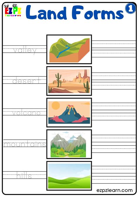 Land and Water Forms - Ezpzlearn.com - Worksheets Library