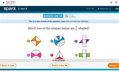 Sparx Maths sparxmaths.uk ∝ Sparx 3: Item A 17,917 XPa Mohammed Lui Book..