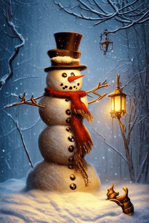 Snowman in a Winter Scene · Creative Fabrica