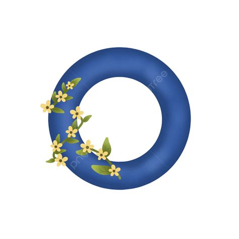 Letter O PNG Transparent, Beautiful Blue Letter O With Flowers And Leaves, Letter O, O Alphabet ...