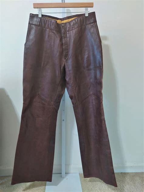 Vintage Cortefiel Men's Brown Leather Pants / vintage… - Gem