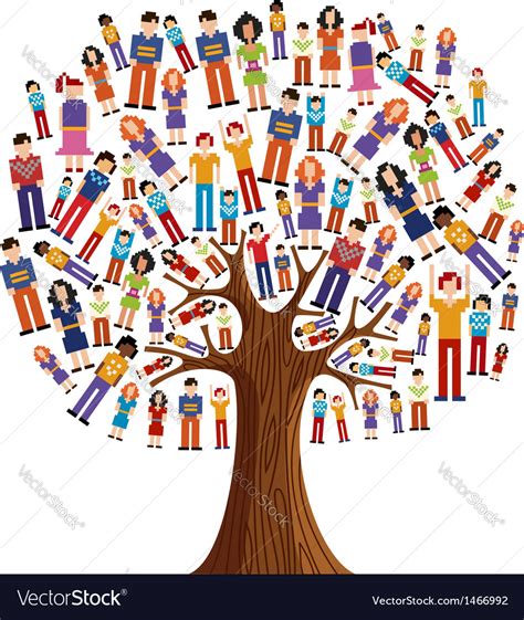 Diversity pixel human tree Royalty Free Vector Image