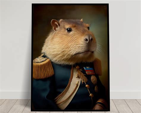 Portrait of a Capybara in Military Uniform, Capybara Print, Animal Wall ...