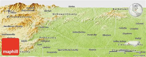 Physical Panoramic Map of Rutherford County