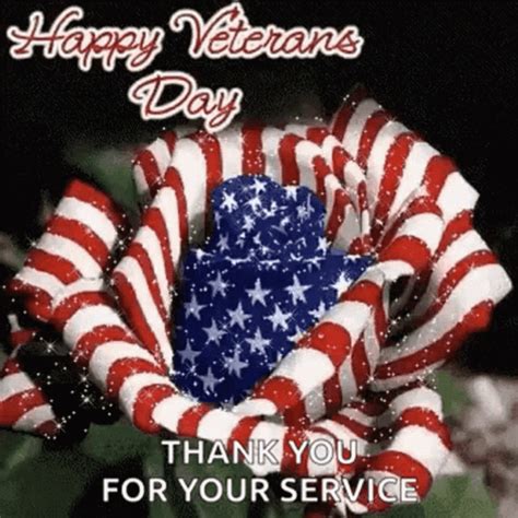 Veterans Day Greeting American Flag Rose Sparkle GIF | GIFDB.com