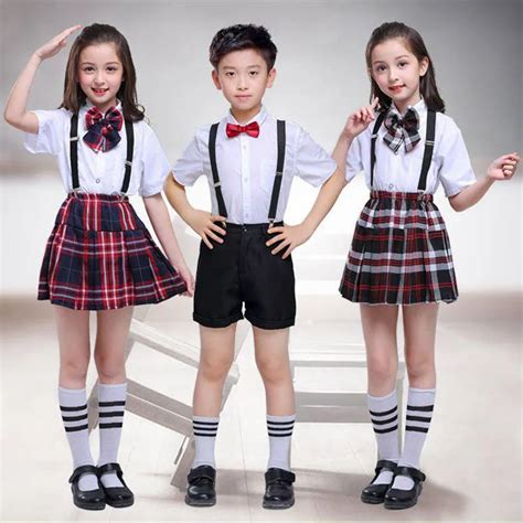 100 170cm Kids Clothing Set Tops+skirt+strap Teenager Girls Plaid Student School Uniform for ...