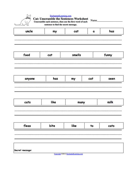 Unscramble the Sentences Worksheets - EnchantedLearning.com