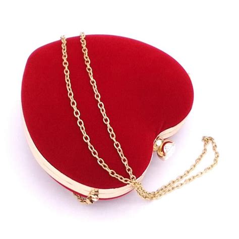LJL Heart Shaped Diamonds Women Evening Bags Chain Shoulder Purse Day Clutches Evening Bags For ...