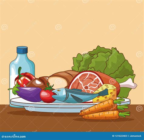 Healthy food cartoon stock vector. Illustration of background - 121622483