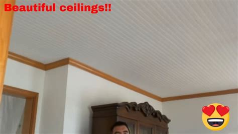 How to install bead board panel on a ceiling - YouTube