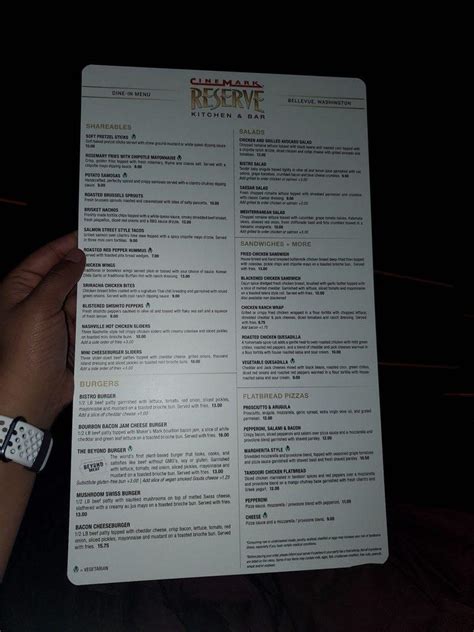 Menu at Cinemark Reserve Lincoln Square — Dine-In 21+ pub & bar, Bellevue