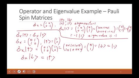 Ch 6,7 Pauli Spin Matrices, Eigenvalues and Eigenvectors - YouTube