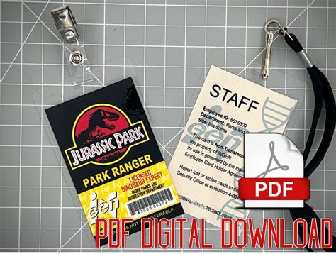 Jurassic Park Ranger ID Badge Black PDF Digital Download - Etsy