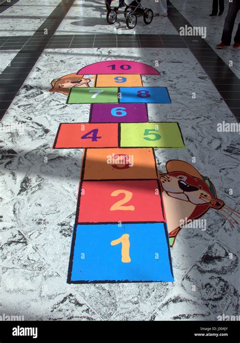 Hopscotch or beds children's hopping game Stock Photo - Alamy