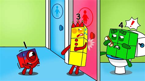 Numberblocks 4 Stuck in Wrong Restroom without toilet paper ...