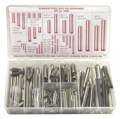 300 Piece Stainless Steel Roll Pin Assortment - Made in USA Tools