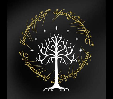 Vector LOTR Lord of the Rings Tree of Gondor Inspired Black Speech Ring Vector : Svg Dxf Eps Png ...