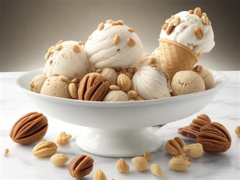 Premium AI Image | Ice cream with nuts in a bowl