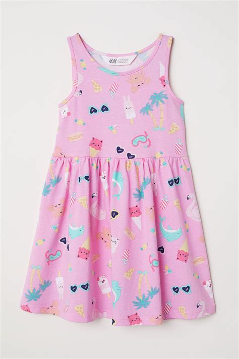 Sleeveless Jersey Dress | Pink/patterned | KIDS | H&M US | Toddler girl dresses, Cute girl ...