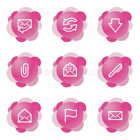 E-mail icons, pink series stock vector. Illustration of receive - 5757907