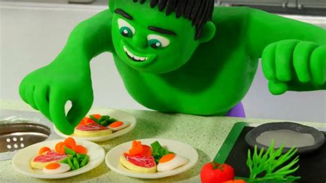 HULK CHEF Superhero & Frozen Elsa Play Doh Cartoons For Kids Stop Motion Movies - YouTube