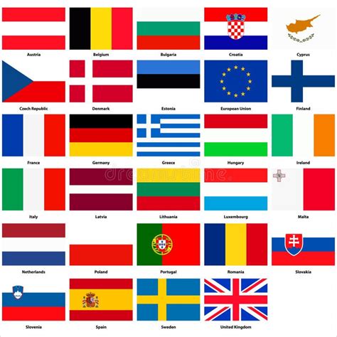 Todas As Bandeiras Dos Países Da União Europeia Ilustração do Vetor ...