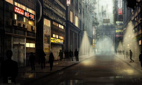 Urban Streets in a Futuristic City by Aeflus on DeviantArt