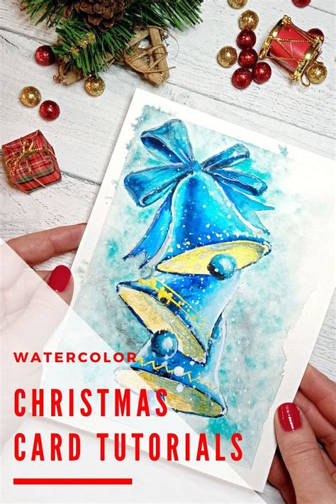 Christmas card TUTORIAL for beginner ★ How to paint a watercolour Christmas card ★… | Watercolor ...