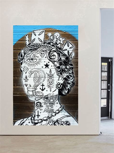 Original rare Street Art Queen Royal Modern Street Uk Portrait | Etsy