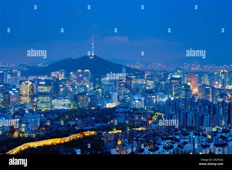 Seoul skyline in the night, South Korea Stock Photo - Alamy