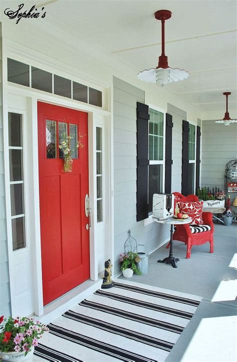 Farmhouse Style Front Porch With Pops of Red | Hometalk