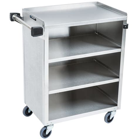 Lakeside 615 4 Shelf Standard Duty Stainless Steel Utility Cart with Enclosed Base - 16 1/2" x ...