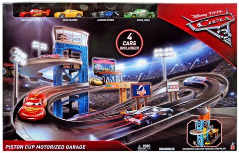 Disney Cars Cars 3 Piston Cup Motorized Garage Exclusive Playset Includes 4 Cars Mattel - ToyWiz