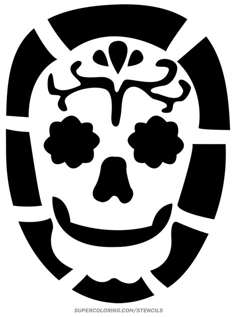 Sugar Skull Pumpkin Stencil | Free Printable Papercraft Templates