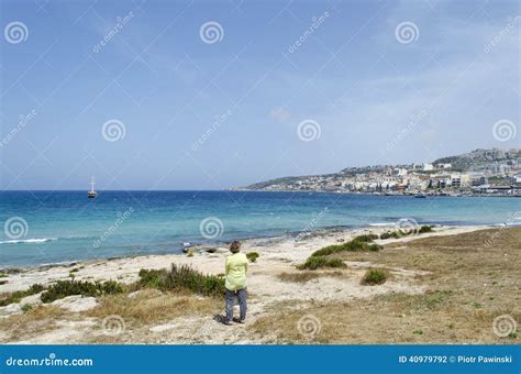 Mellieha Bay stock photo. Image of relaxation, island - 40979792