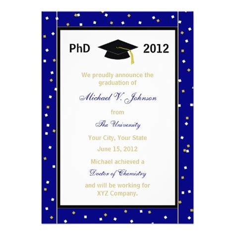 PhD Doctoral Announcement Blue Confetti | Zazzle.com | Graduation ...