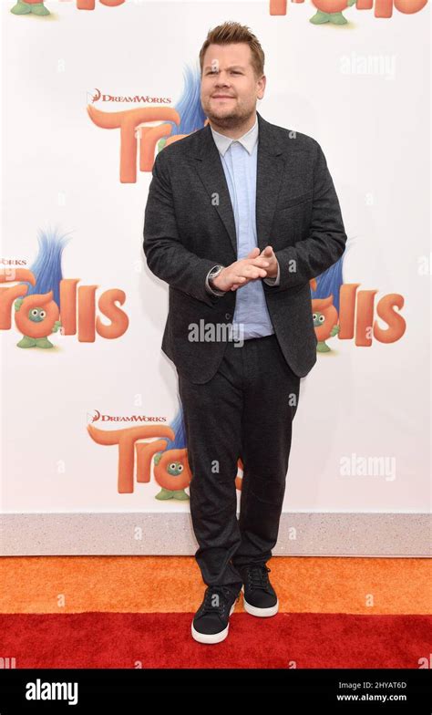 James Corden attending the Los Angeles premiere of Trolls Stock Photo ...