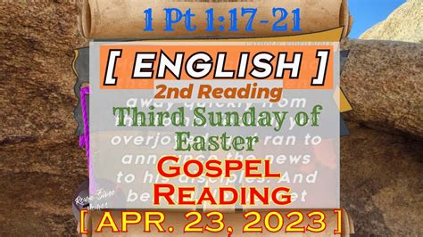 Sunday Gospel Reading/ 2ND READING ~ ENGLISH ~ ll SUNDAY [ 04-23-23 ] / 1 Pt 1: 17-21 - YouTube