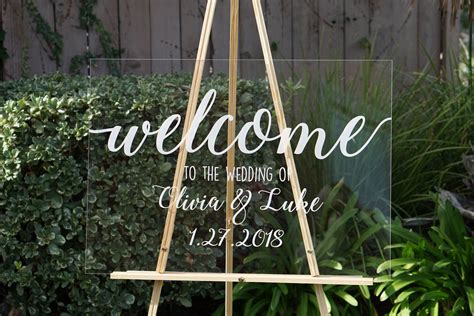 Clear Wedding Welcome Sign Wedding Signs Personalized Sign | Etsy