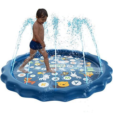 68 Inch Inflatable Splash Pad Sprinkler Splash Play Mat for Kids Outdoor Party Swimming Pool ...