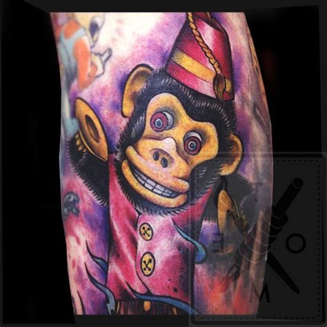 tometattoo:drunky-monkey-monkey-color-tattoo-funny-circus-tome