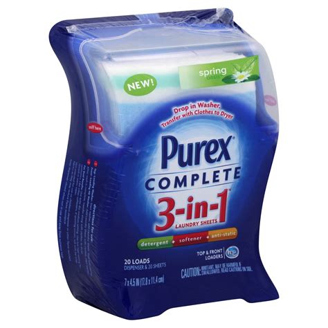 Purex Complete 3-In-1 Laundry Sheets, Spring Oasis, 20 sheets