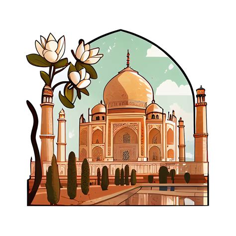 Cartoon sticker of the Taj Mahal in Agra, India 17333852 PNG