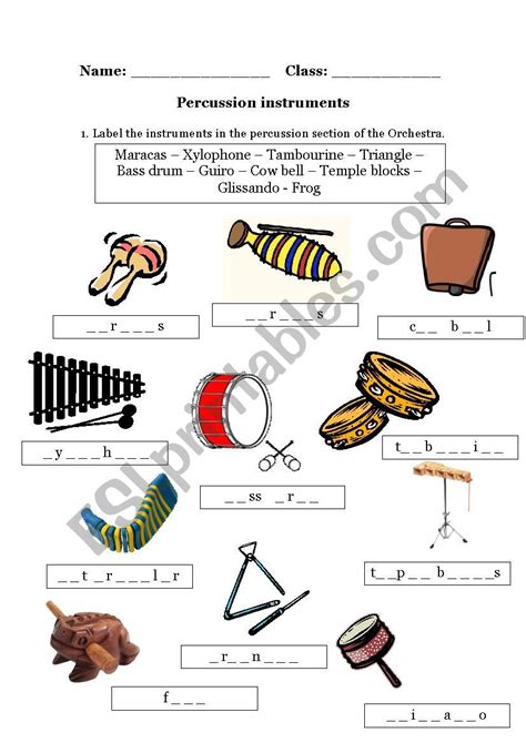 ️Percussion Instruments Worksheet Free Download| Goodimg.co