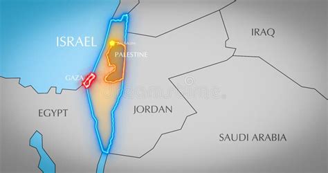 Mappa Della Palestina Israeliana E Del Conflitto Di Gaza Tra Israele E ...