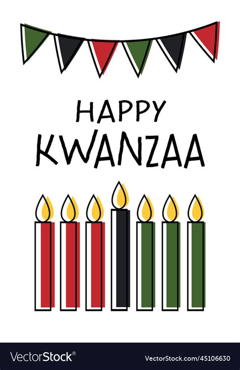 Happy kwanzaa vertical greeting card with flag Vector Image