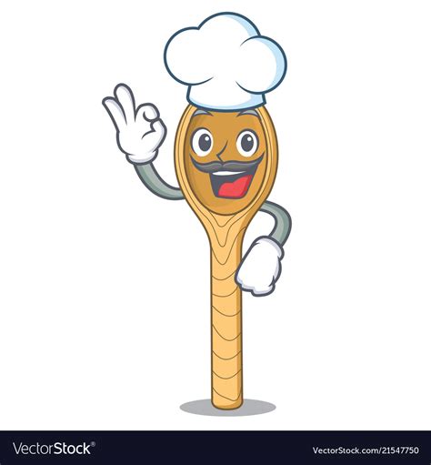 Chef wooden spoon character cartoon Royalty Free Vector