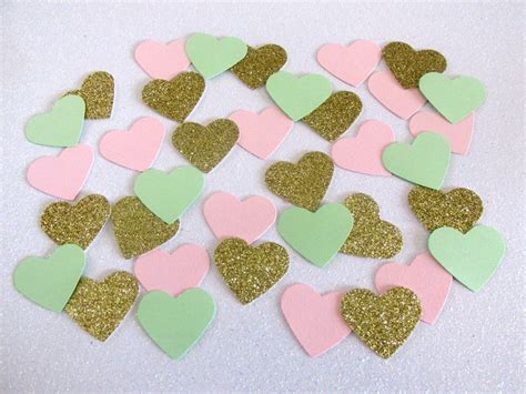 225 Blush Pink Mint Green Gold Glitter Heart Confetti Mint to - Etsy | Gold glitter heart, Heart ...